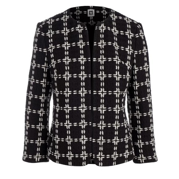 ANNE KLEIN Windowpane Jacket Black - NWT - Size 4 - Picture 2 of 3